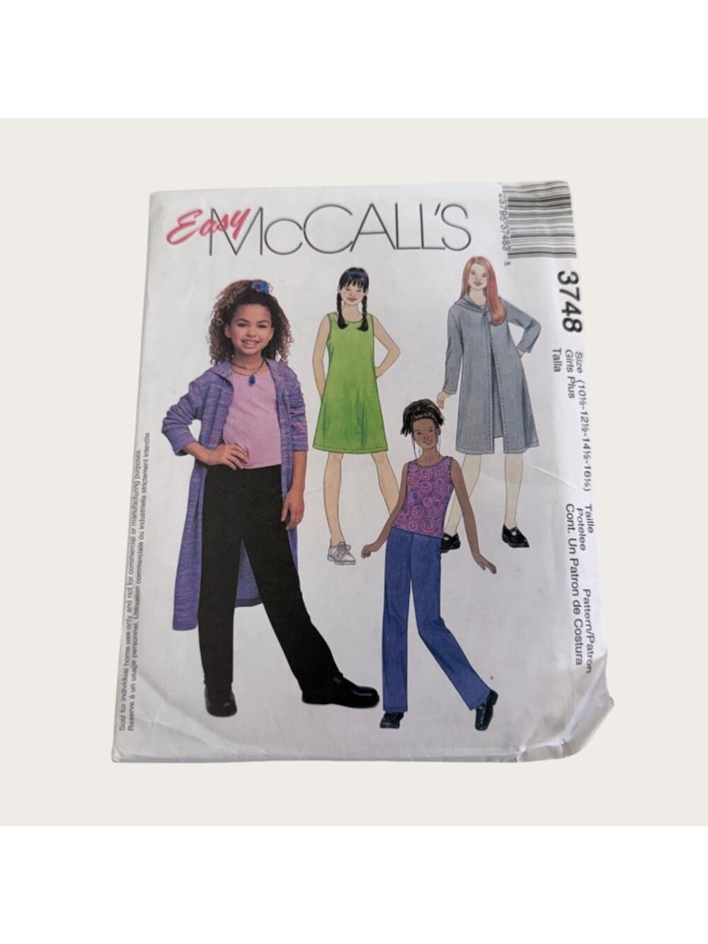 Vintage 2000s McCalls Sewing Pattern 3748 Girl Coat Dress Top Pants Sz 10.5-16.5